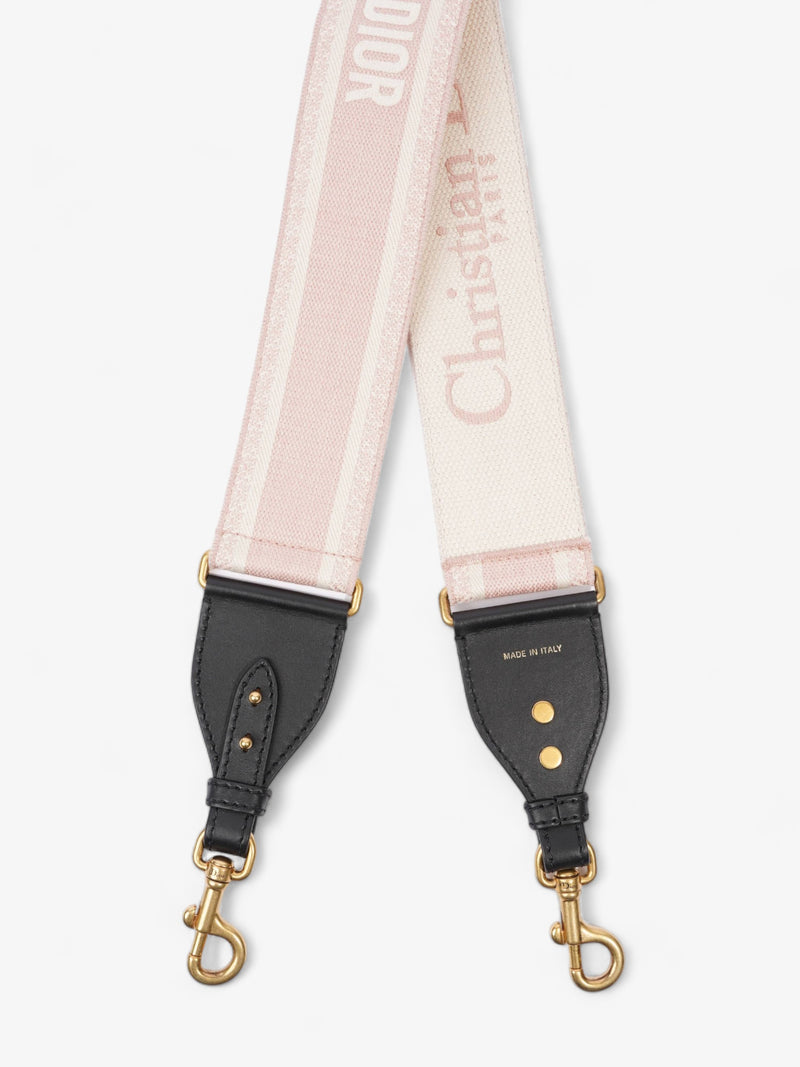  Christian Dior Embroidered Strap Pink / cream Canvas