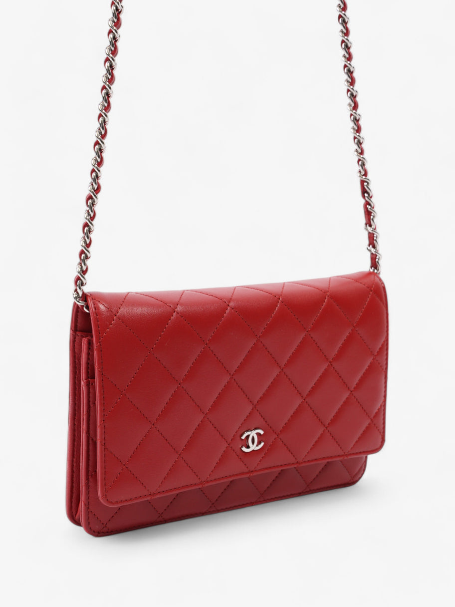 Chanel Wallet On Chain Red Lambskin Leather Image 7