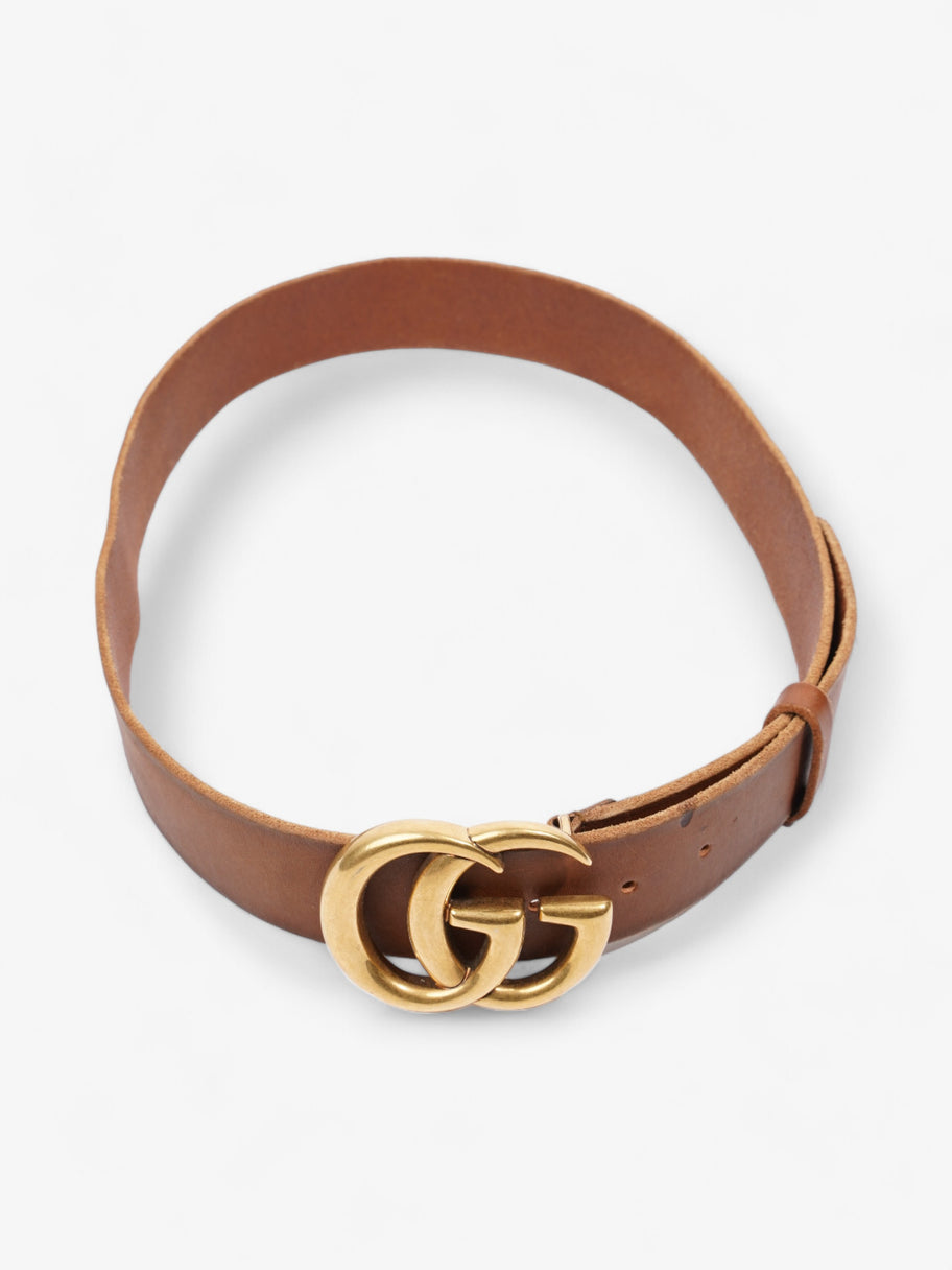 Gucci GG Marmont Wide Belt Brown / Gold Leather 85cm / 34