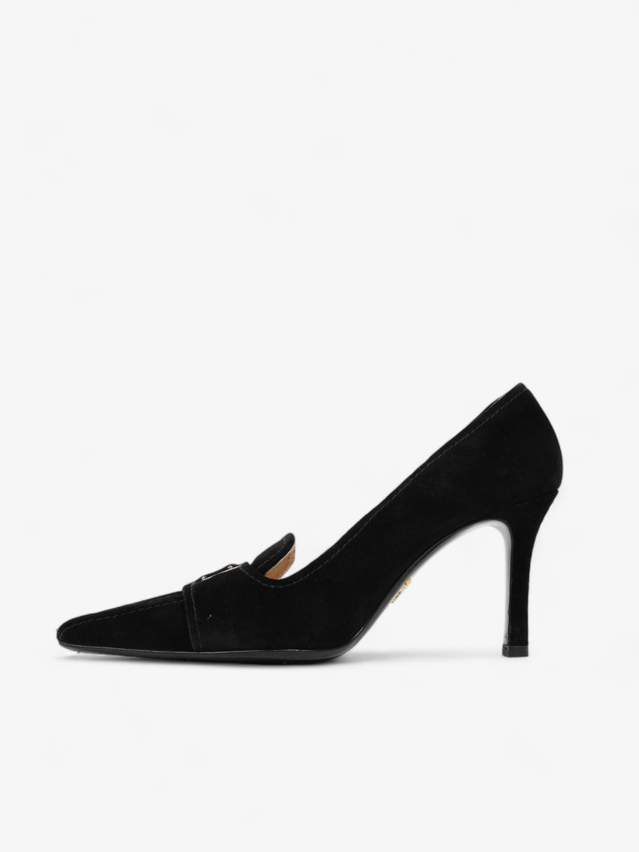 Prada Buckled Square Point Pump 80 Black Suede EU 38.5 UK 5.5 Image 3