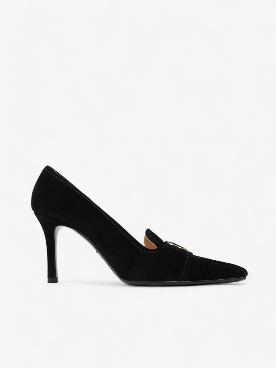 Prada Buckled Square Point Pump 80 Black Suede EU 38.5 UK 5.5 Image 4