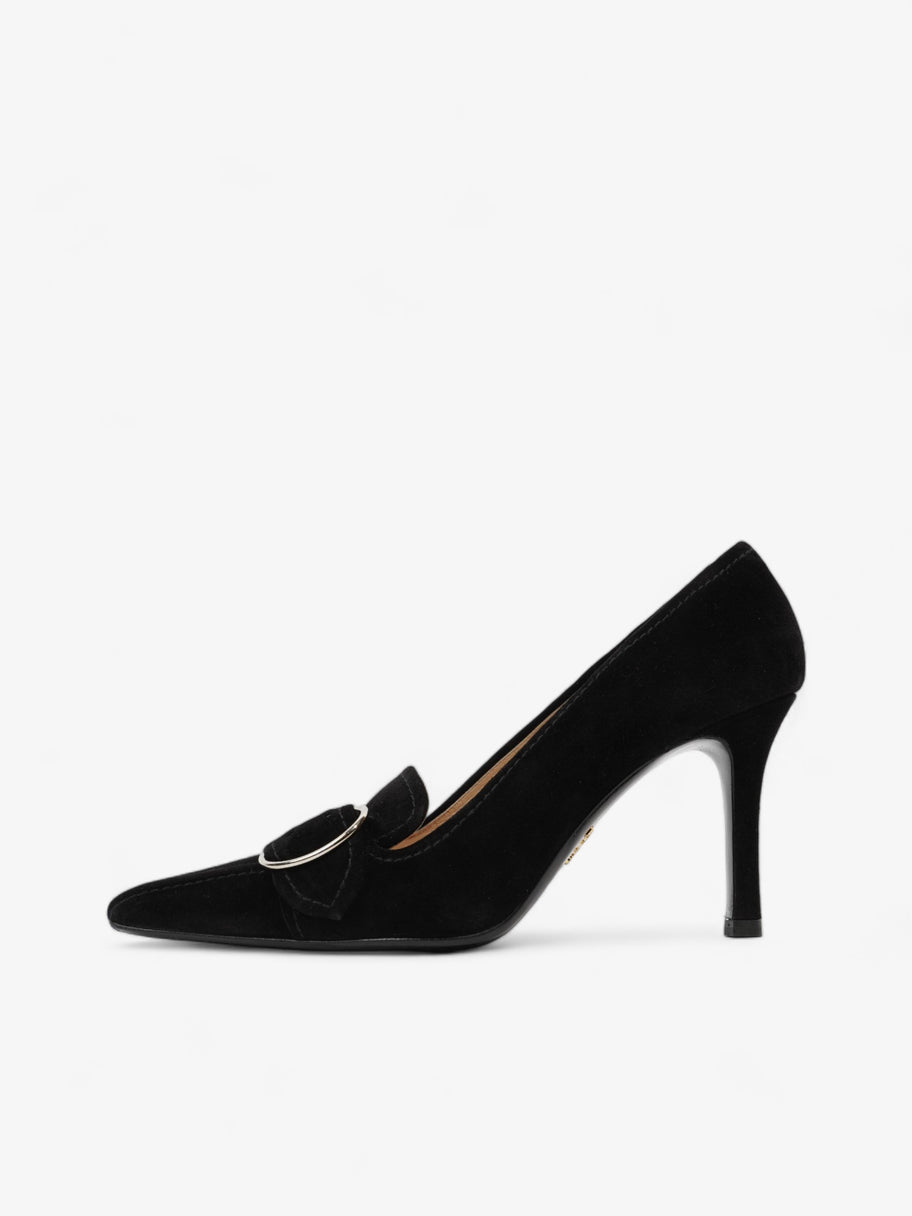 Prada Buckled Square Point Pump 80 Black Suede EU 38.5 UK 5.5 Image 5