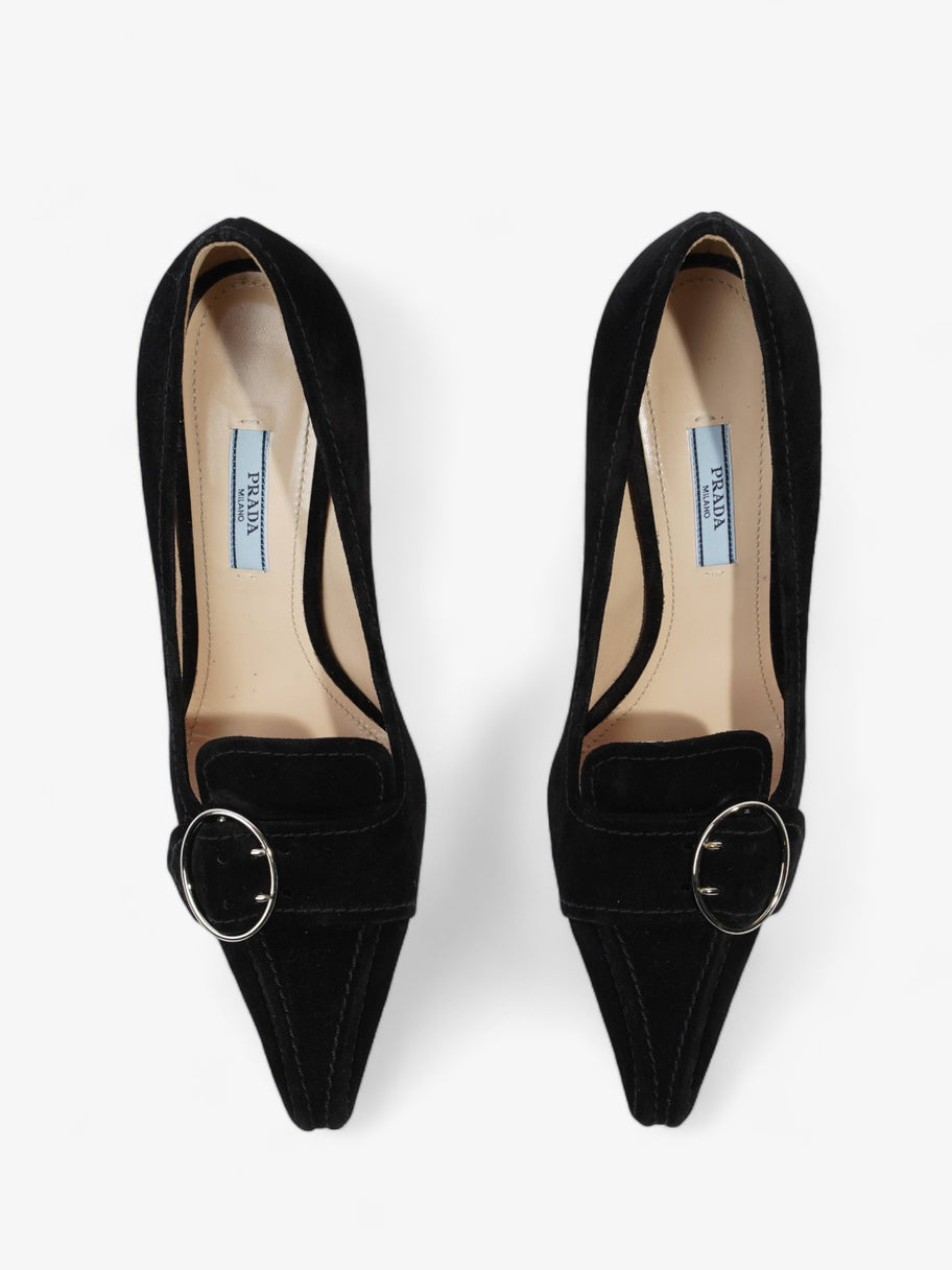 Prada Buckled Square Point Pump 80 Black Suede EU 38.5 UK 5.5 Image 8