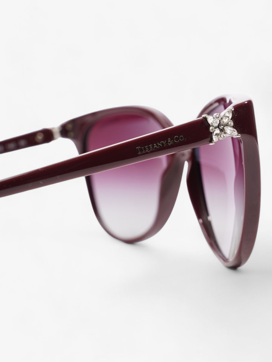 Tiffany and Co Cat Eye Sunglasses Burgundy Acetate 140mm Image 7