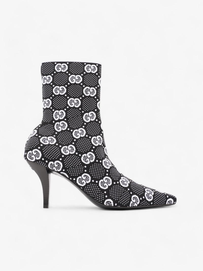  Gucci GG Ankle Boot 80 Black / White Knit EU 38 UK 5