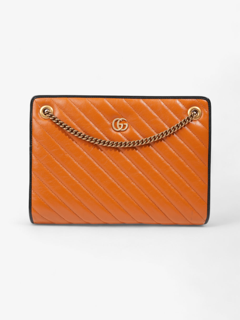 Gucci GG Marmont Accordion Shoulder Bag Orange / Black Matelasse Leather Medium Image 1