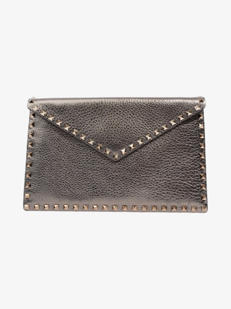  Valentino Rockstud Envelope Clutch Bronze Calfskin Leather