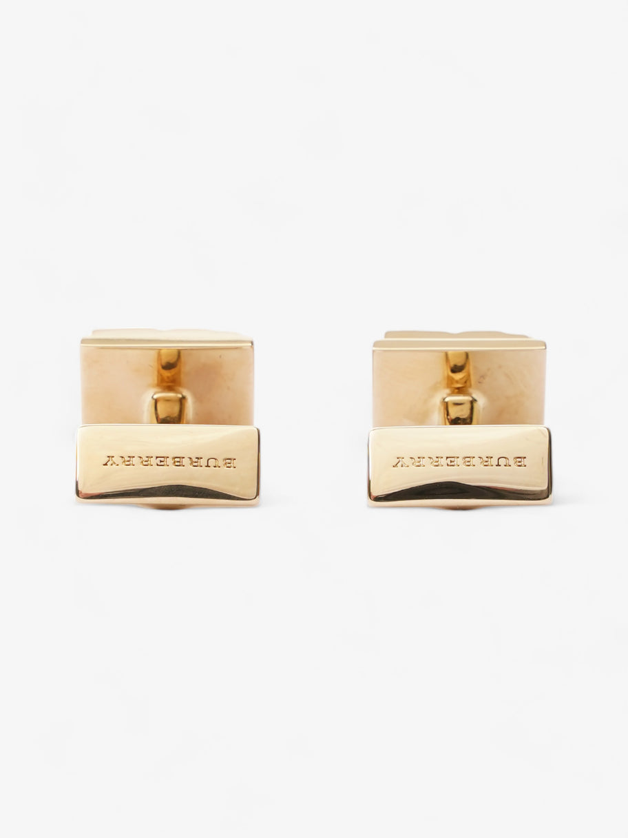 Burberry Gold Check Cuff Links Gold Base Metal Image 3