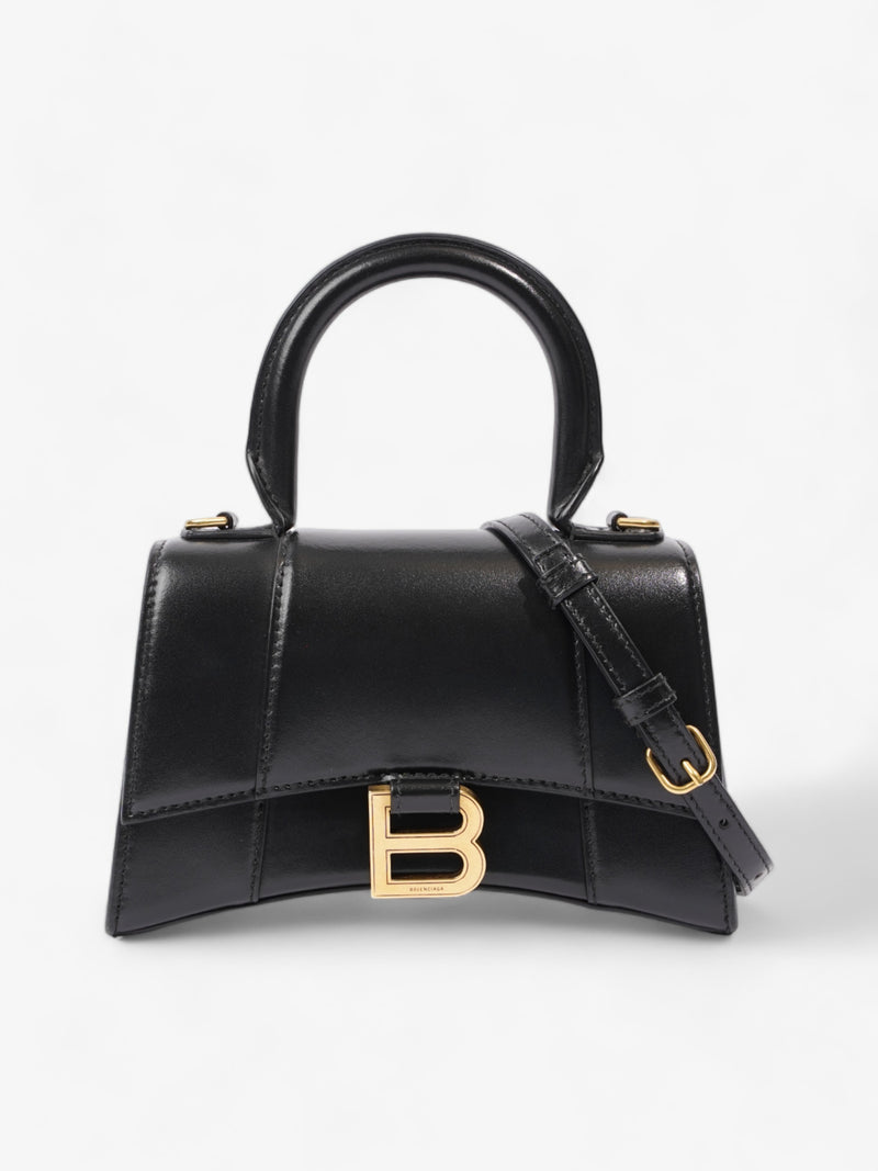  Balenciaga XS Hourglass Black Calfskin Leather