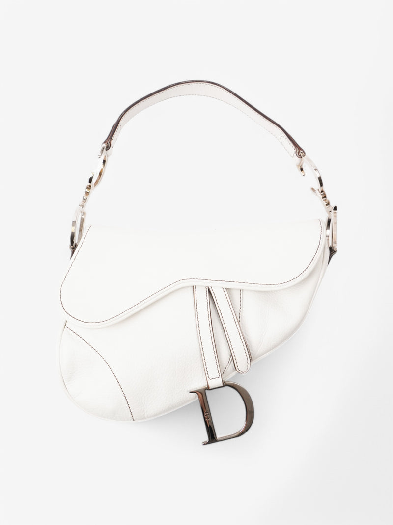  Christian Dior Saddle Bag White Leather