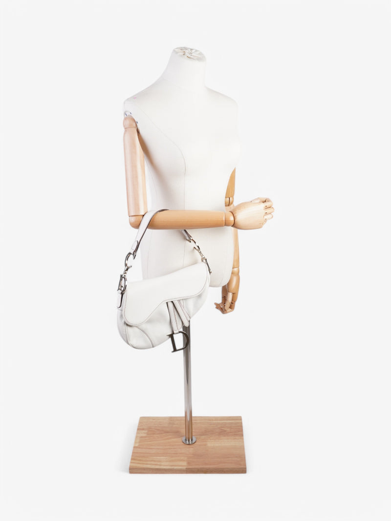  Christian Dior Saddle Bag White Leather