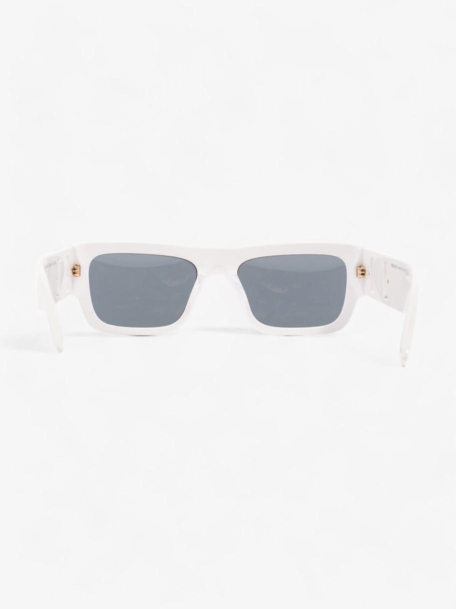 Versace Logo-Plaque Rectangular Sunglasses White Acetate 145 Image 3