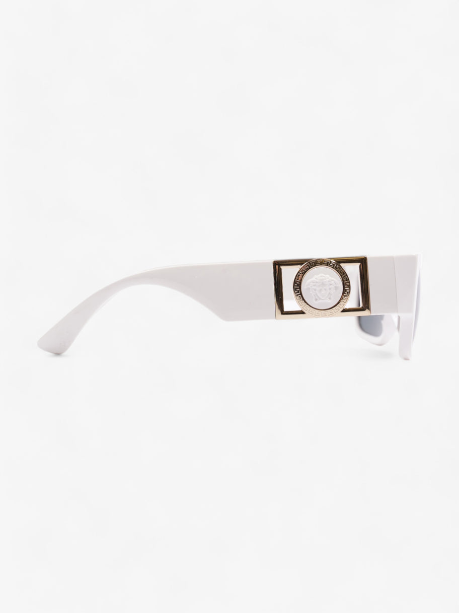 Versace Logo-Plaque Rectangular Sunglasses White Acetate 145 Image 4