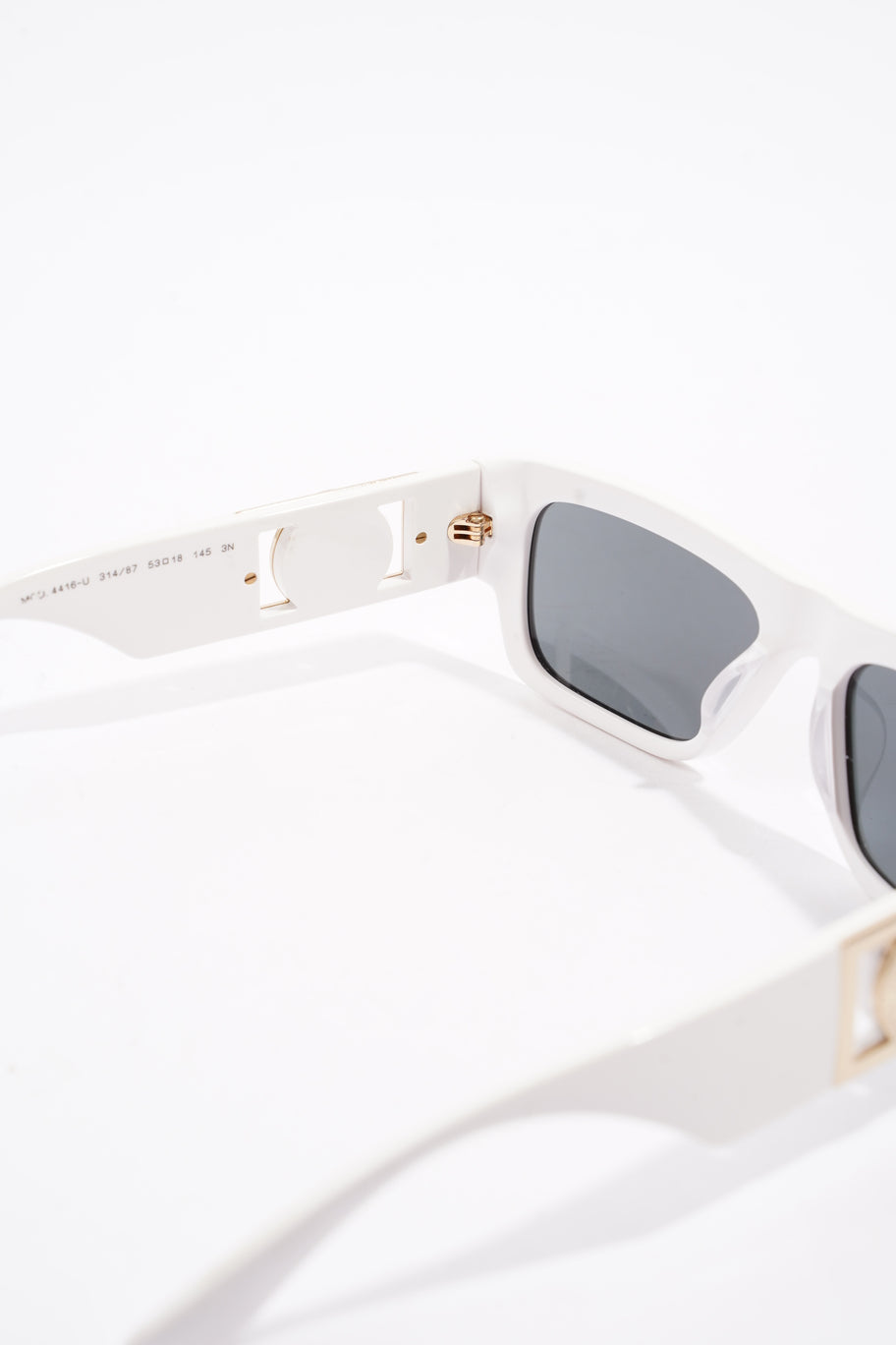 Versace Logo-Plaque Rectangular Sunglasses White Acetate 145 Image 5