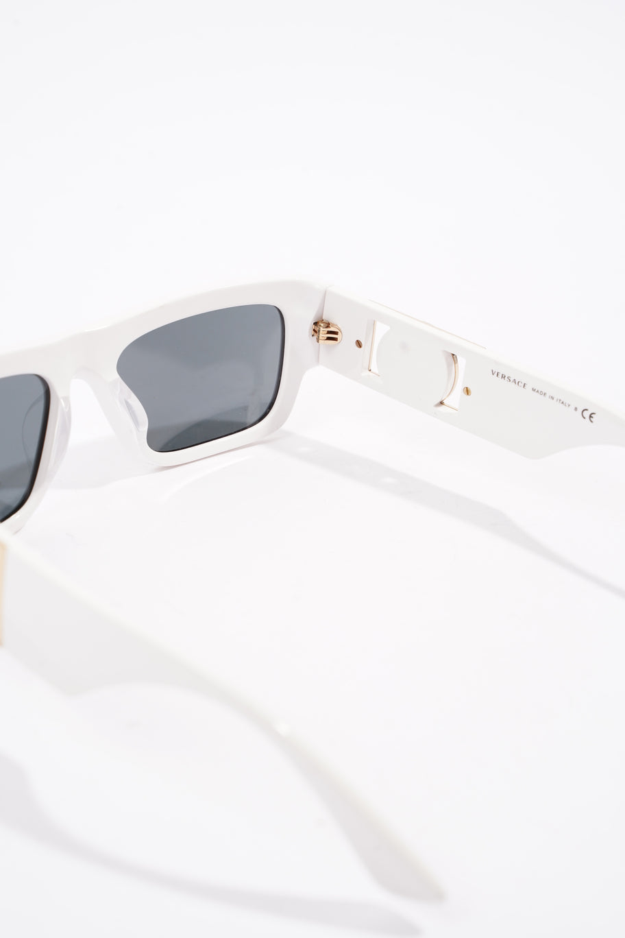 Versace Logo-Plaque Rectangular Sunglasses White Acetate 145 Image 6