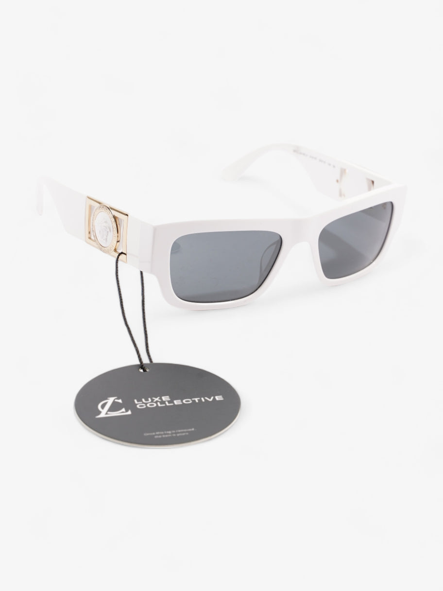 Versace Logo-Plaque Rectangular Sunglasses White Acetate 145 Image 7