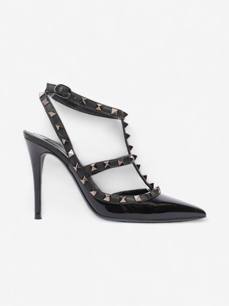  Valentino Rockstud Slingback 100mm Black Patent Leather EU 38 UK 5