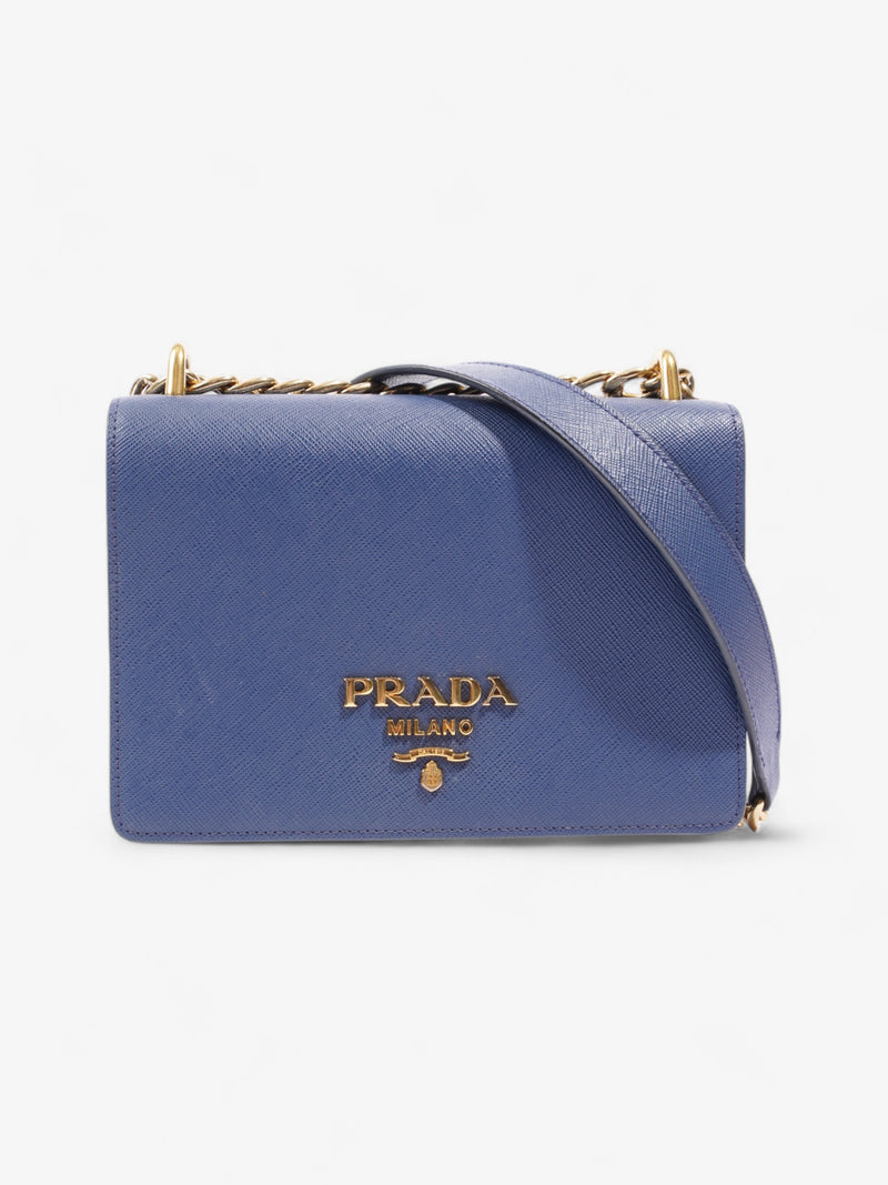  Prada Chain Shoulder Bag Cobalt Blue Saffiano Leather