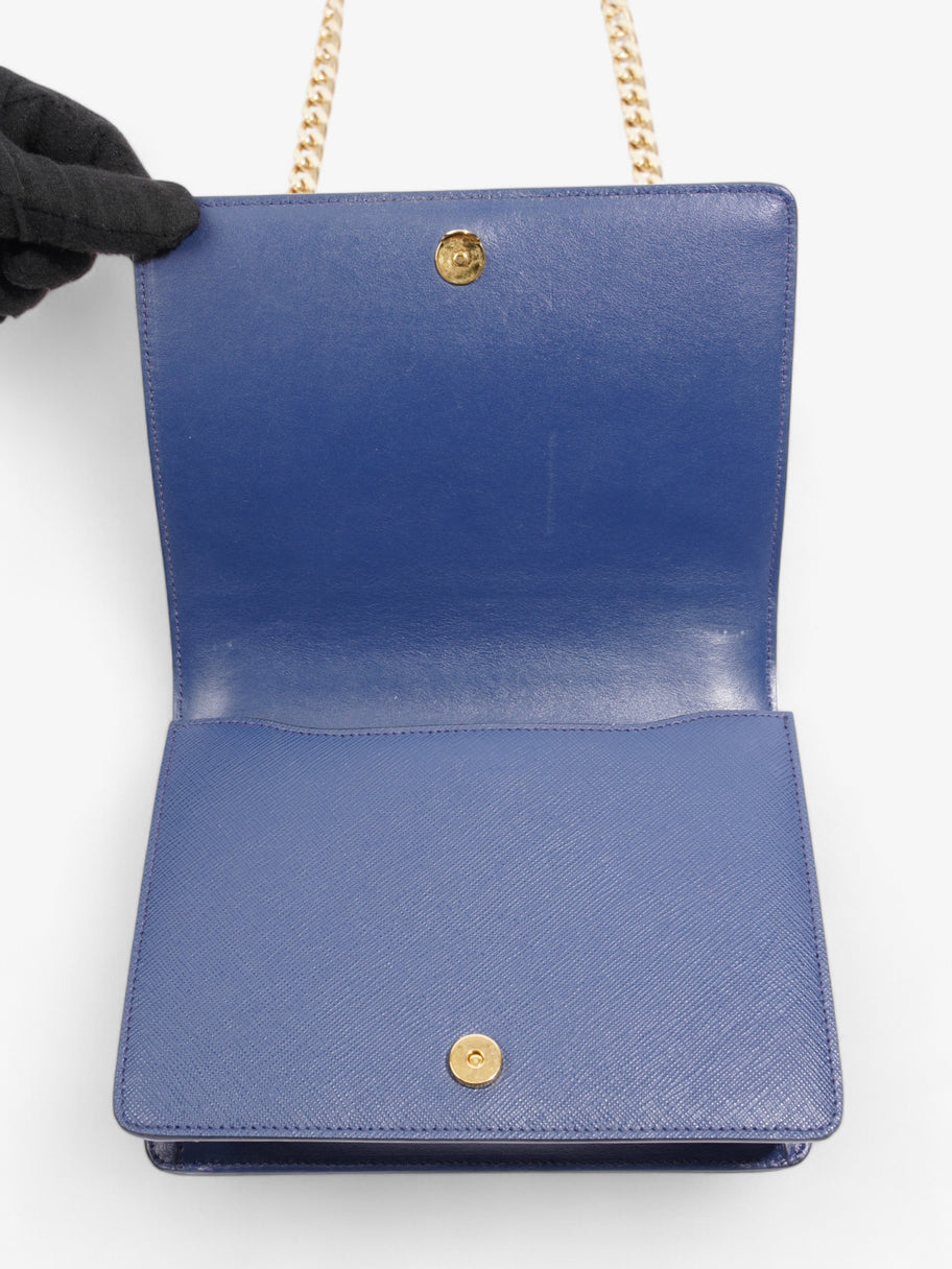 Prada Chain Shoulder Bag Cobalt Blue Saffiano Leather Image 7