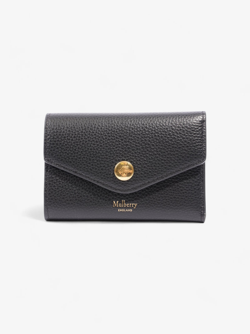  Mulberry Folded Multi Card Wallet Black / Gold Grained Leather Small