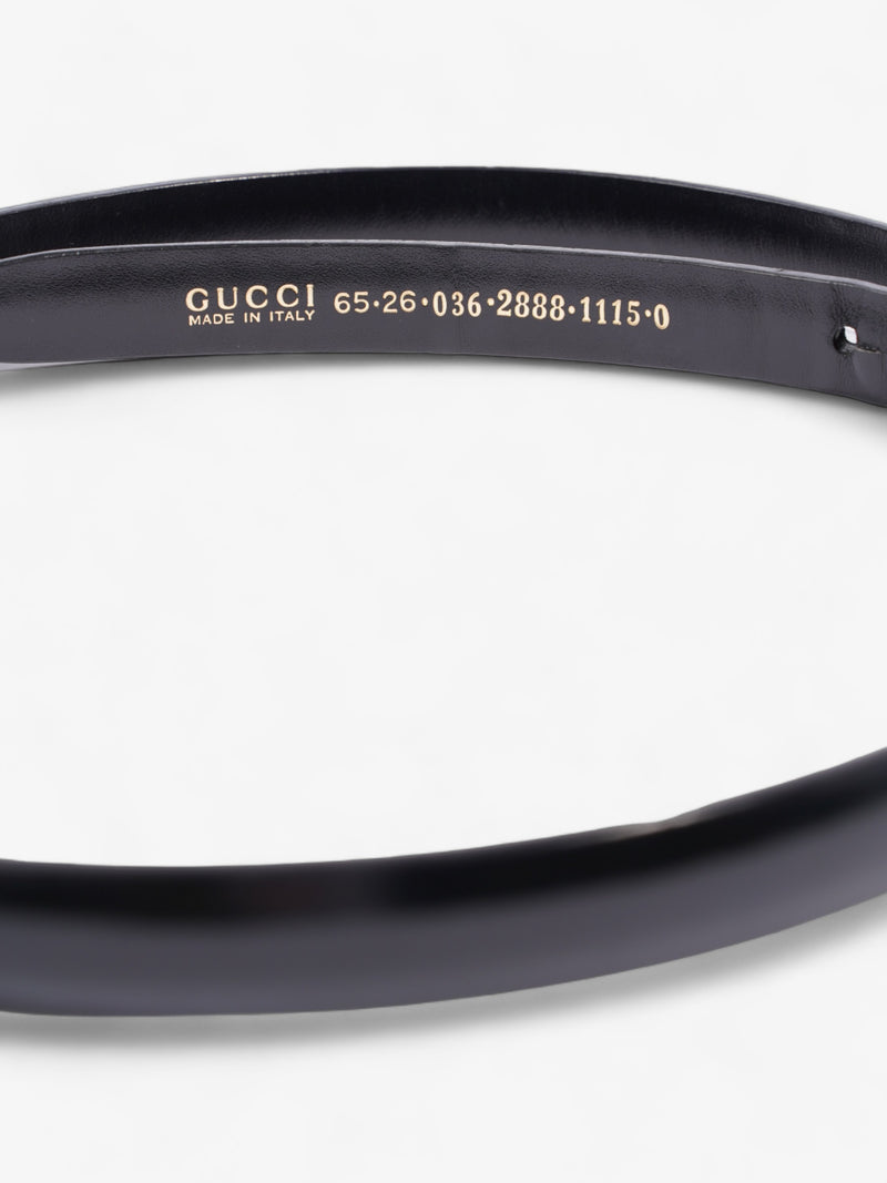  Gucci Oval Buckle Thin Belt Black / Gold Buckle Patent Leather 65cm 26