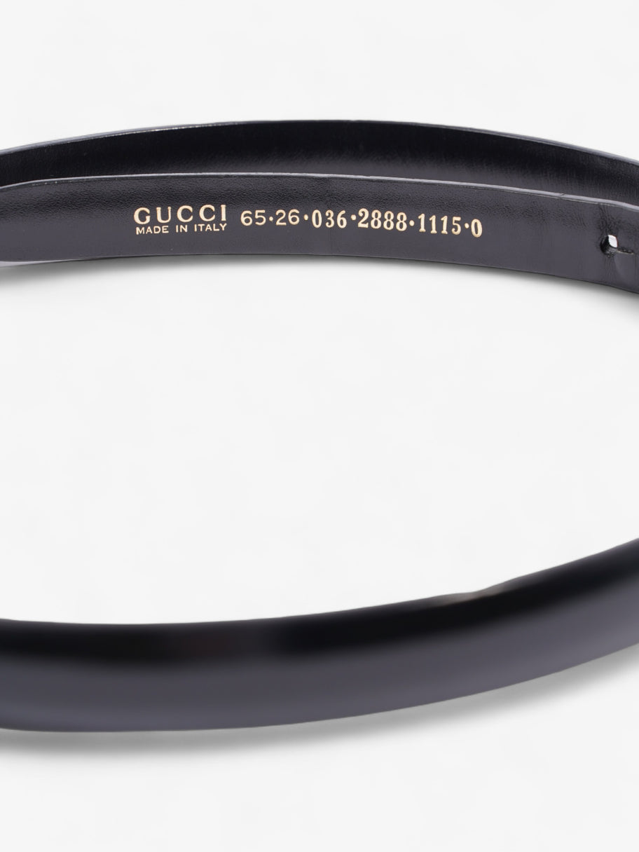 Gucci Oval Buckle Thin Belt Black / Gold Buckle Patent Leather 65cm 26