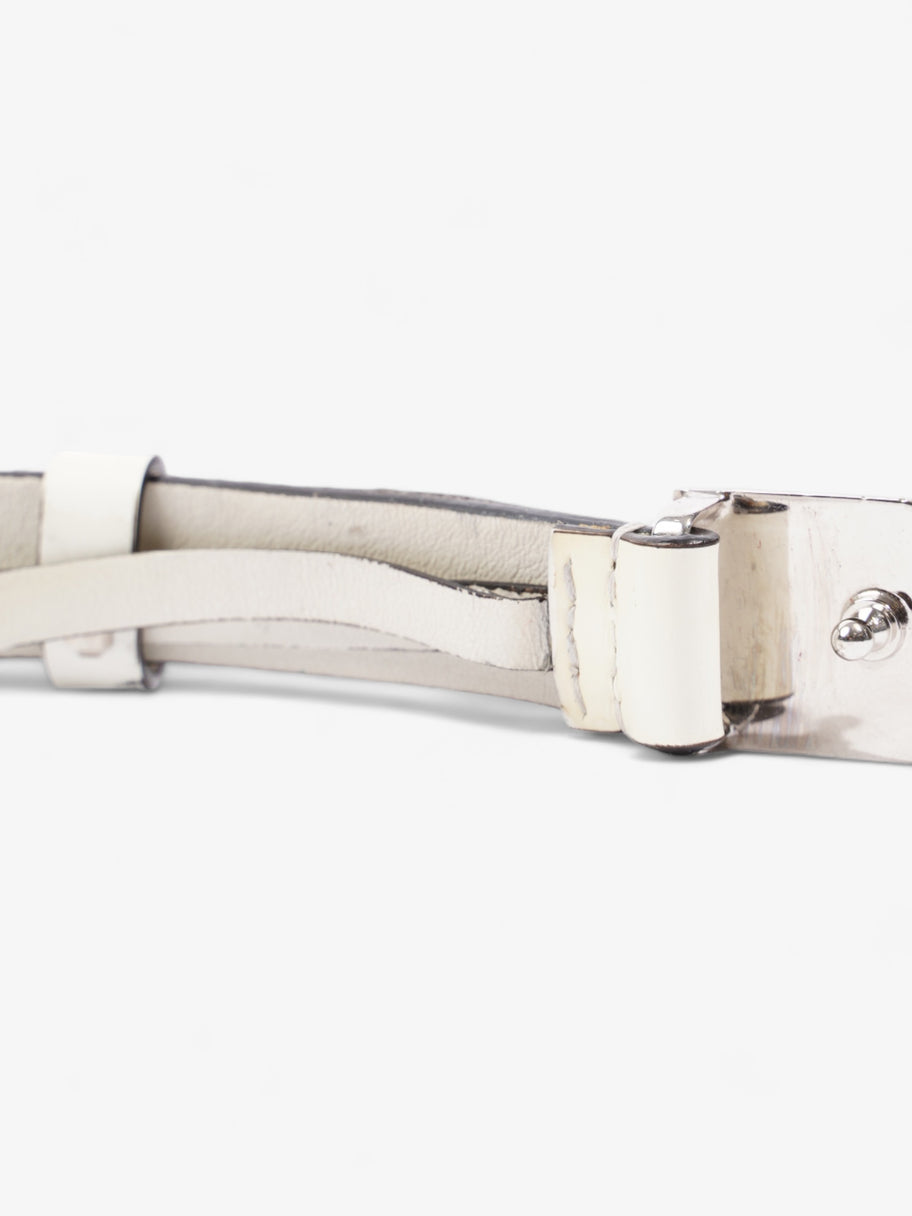 Gucci Thin Square Buckle Belt White Patent Leather 85cm Image 4