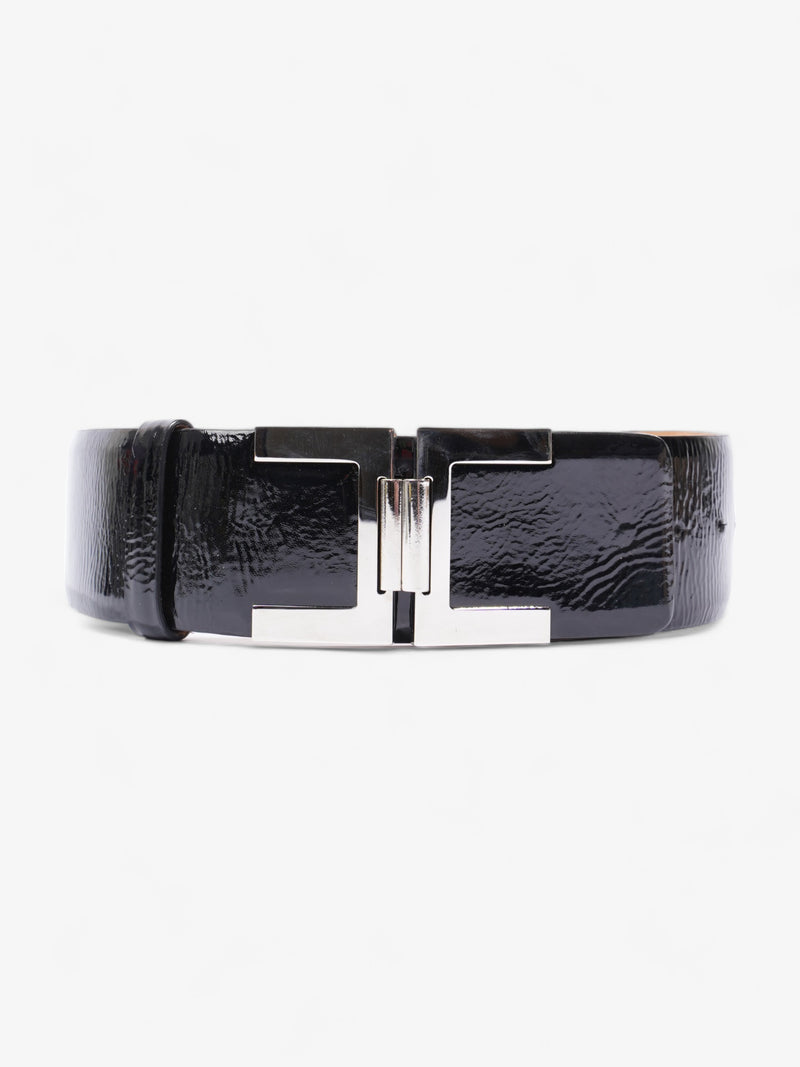  Versace High Waisted Belt Black Patent Leather 70cm 28