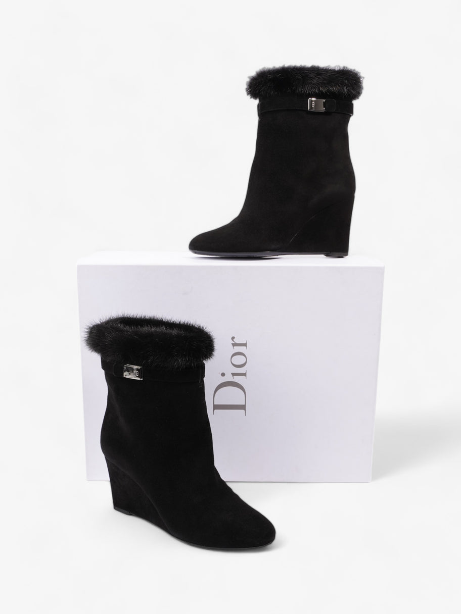 Christian Dior Fur Trim Ankle Boots 80mm Black Suede EU 37 UK 4 Image 11