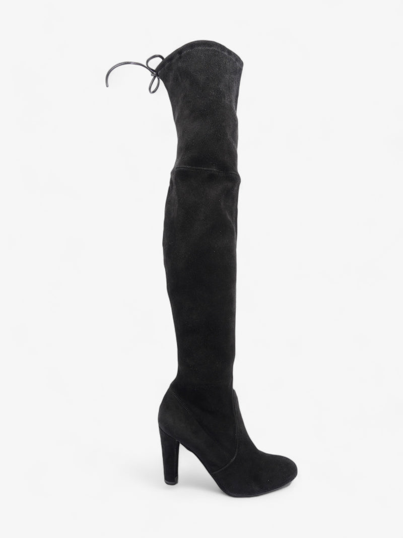  Jimmy Choo Knee High Boot Heels 115mm Black Suede EU 37 UK 4