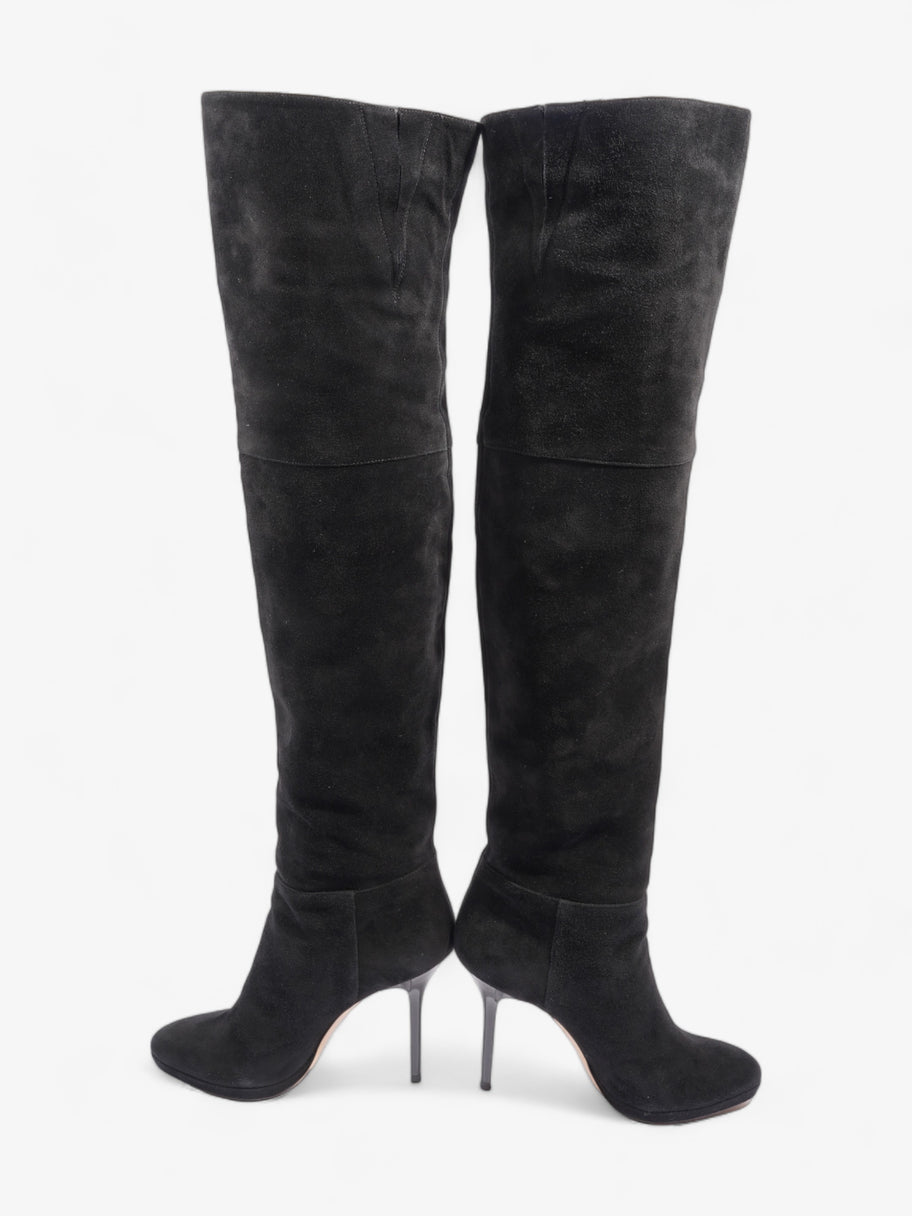 Jimmy Choo Knee High Boot Heels 115mm Black Suede EU 37 UK 4 Image 9