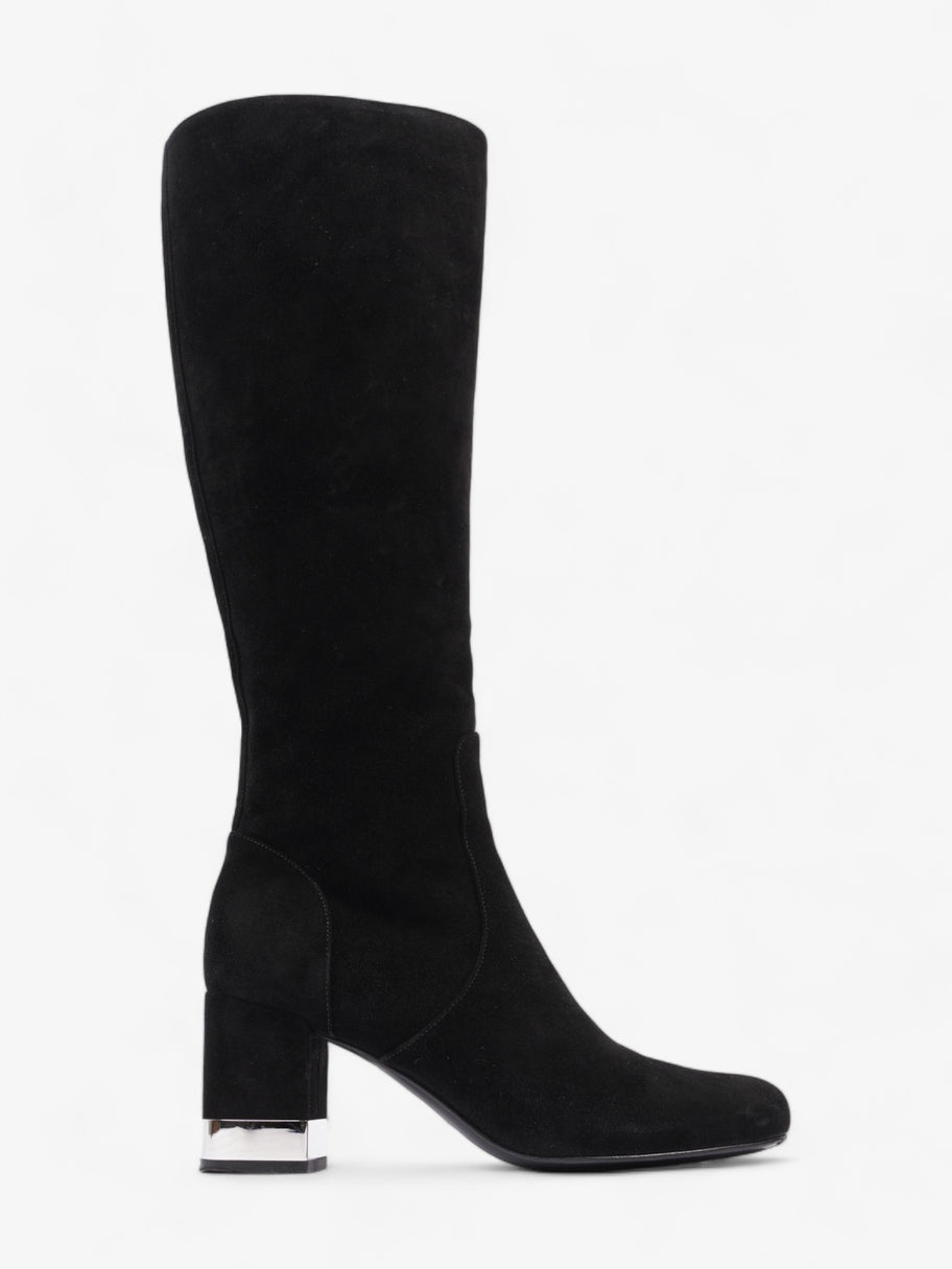 Saint Laurent Babies 70 Tall Boots 70mm Black / Silver Suede EU 37 UK 4 Image 1