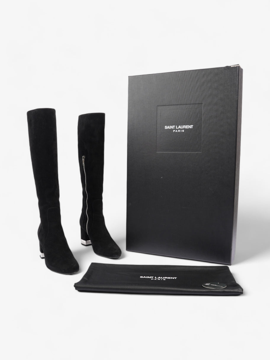 Saint Laurent Babies 70 Tall Boots 70mm Black / Silver Suede EU 37 UK 4 Image 10