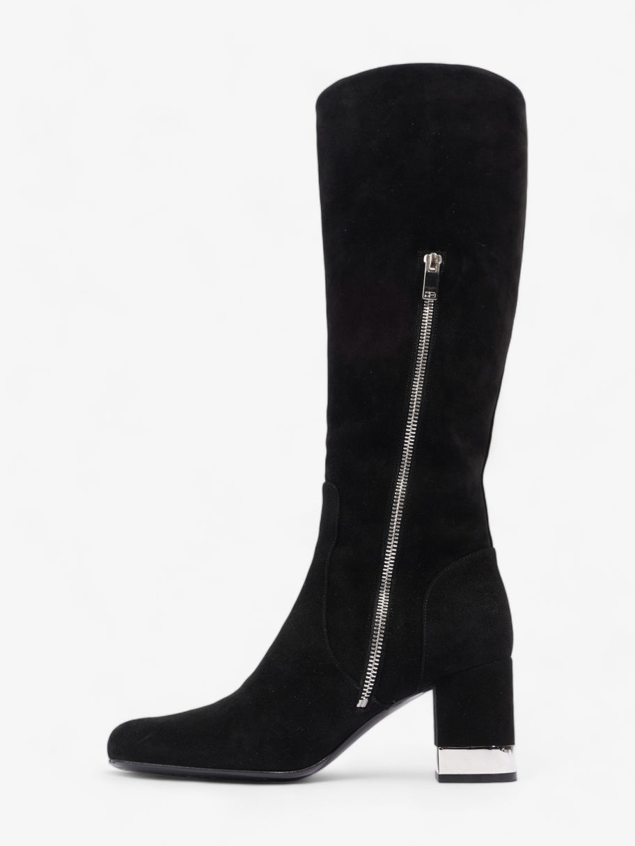 Saint Laurent Babies 70 Tall Boots 70mm Black / Silver Suede EU 37 UK 4 Image 3