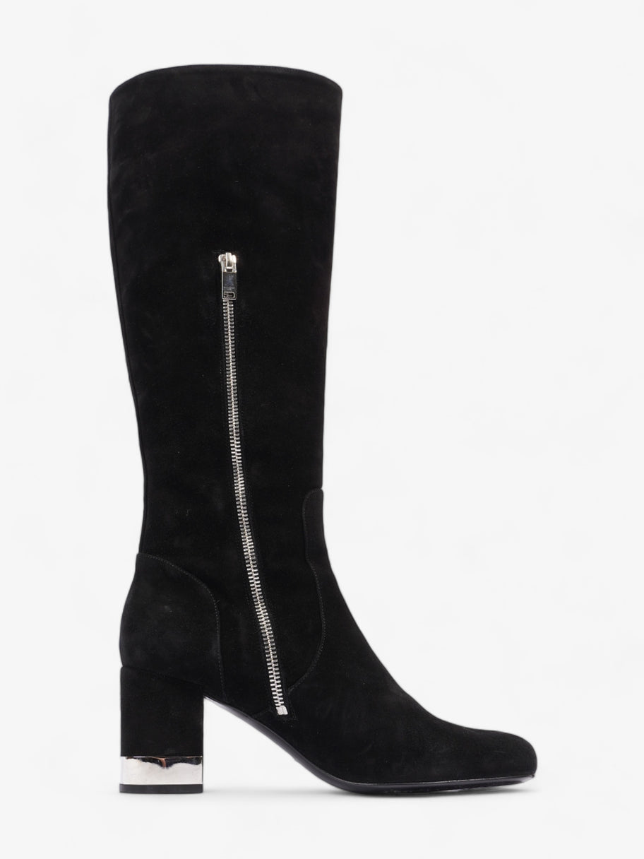 Saint Laurent Babies 70 Tall Boots 70mm Black / Silver Suede EU 37 UK 4 Image 4