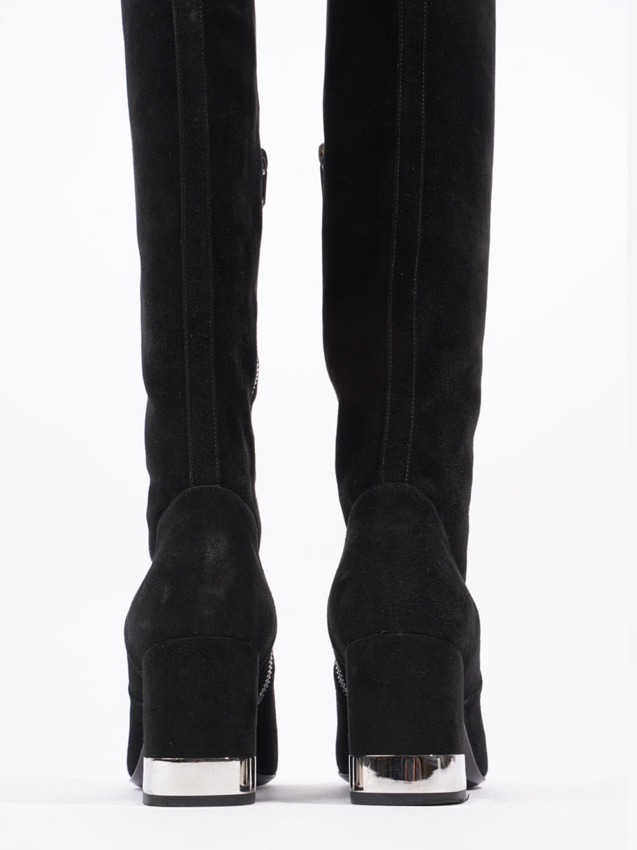 Saint Laurent Babies 70 Tall Boots 70mm Black / Silver Suede EU 37 UK 4 Image 6