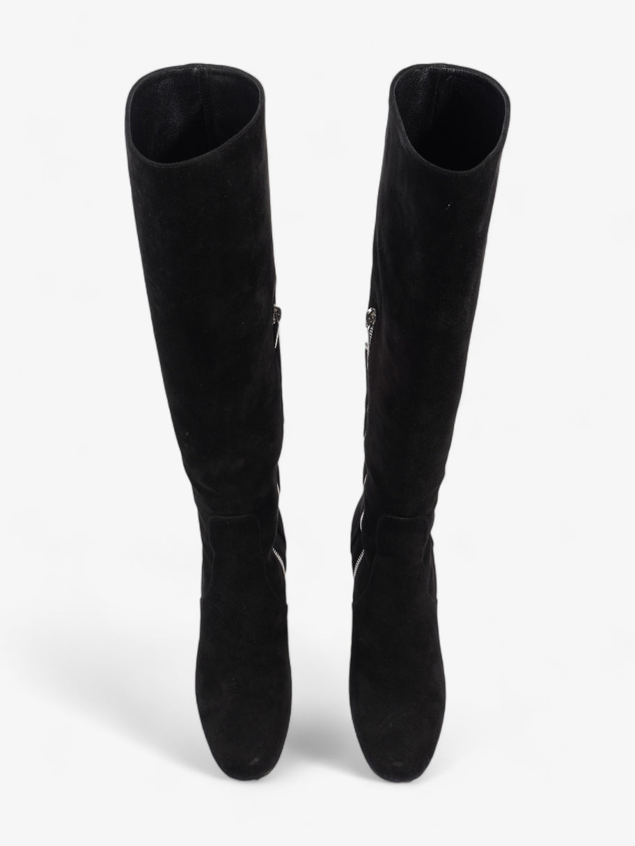 Saint Laurent Babies 70 Tall Boots 70mm Black / Silver Suede EU 37 UK 4 Image 8