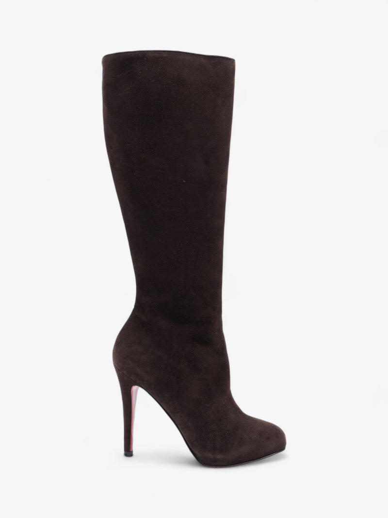  Christian Louboutin Rider Flat Calf Boot 110mm Cacao Suede EU 37.5 UK 4.5