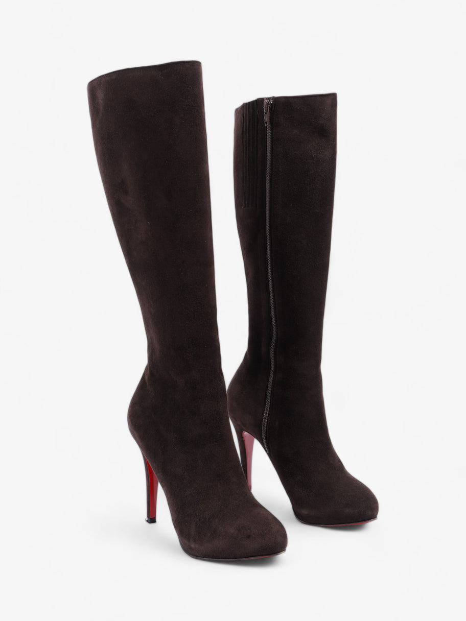 Christian Louboutin Rider Flat Calf Boot 110mm Cacao Suede EU 37.5 UK 4.5 Image 2