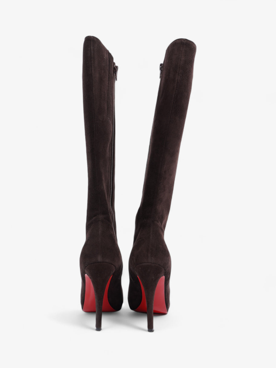 Christian Louboutin Rider Flat Calf Boot 110mm Cacao Suede EU 37.5 UK 4.5 Image 6