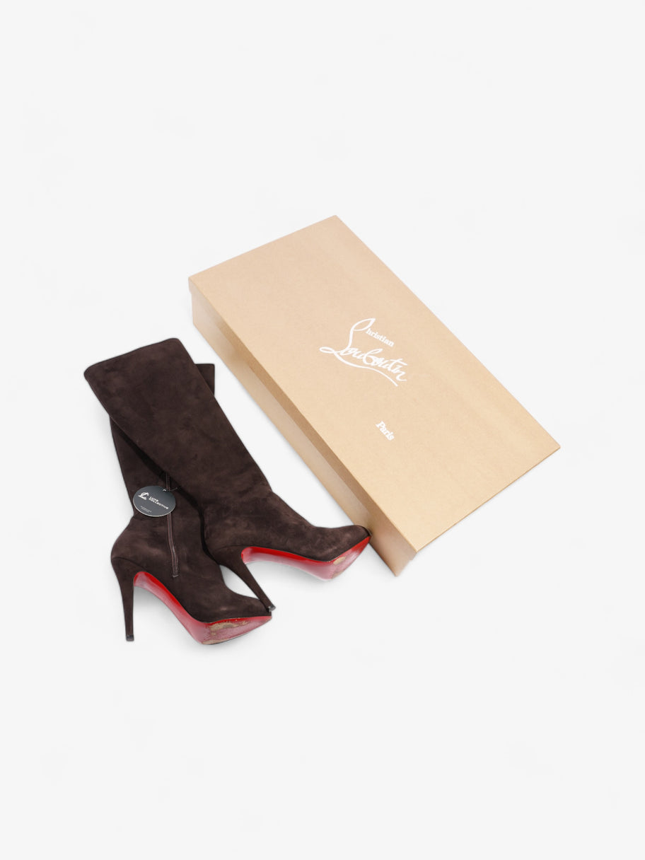 Christian Louboutin Rider Flat Calf Boot 110mm Cacao Suede EU 37.5 UK 4.5 Image 9