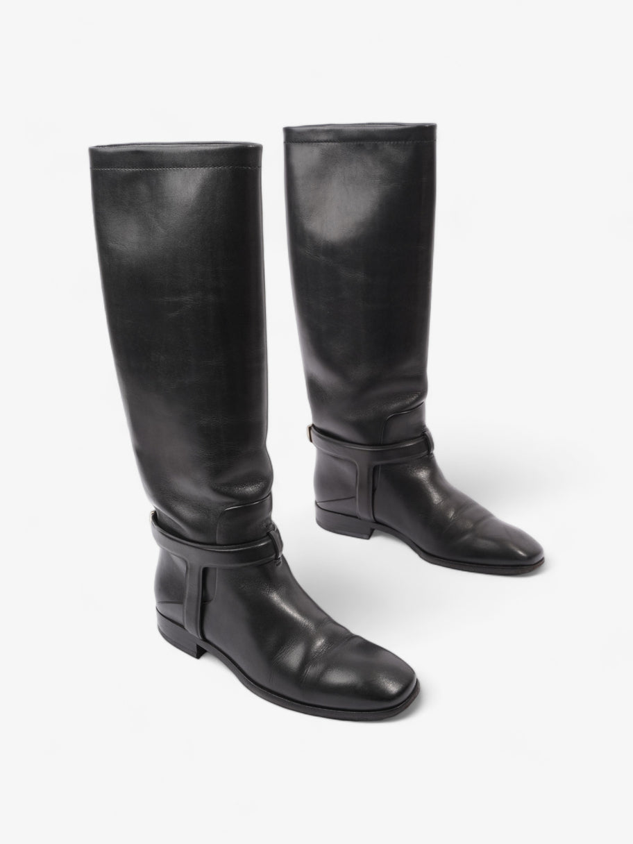 Christian Dior Riding Boots Black Leather EU 37 UK 4 Image 2