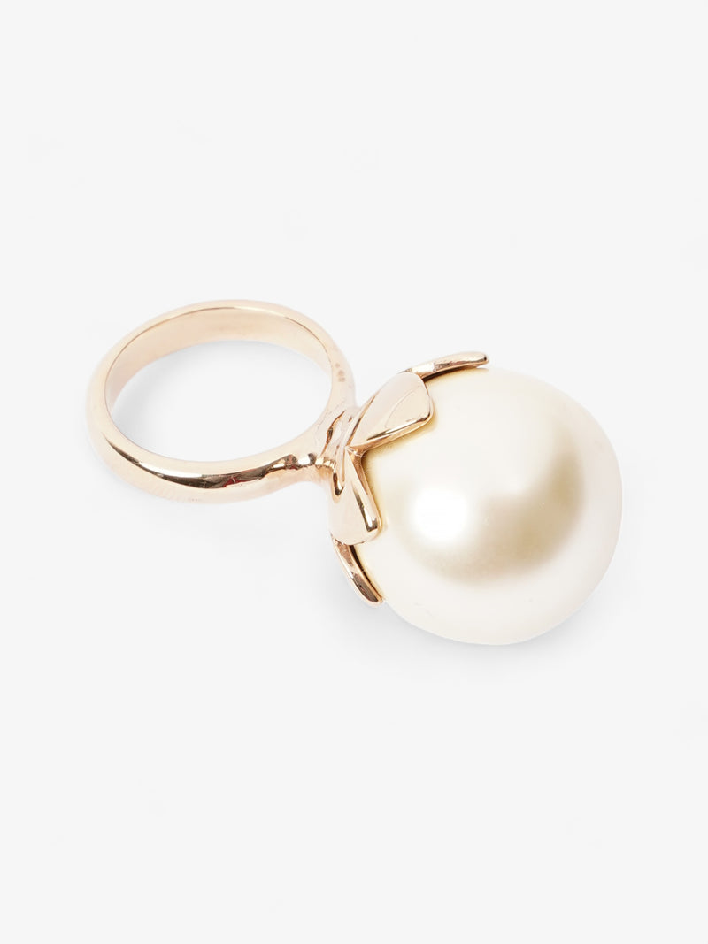  Faux Pearl Ring Gold Base Metal M (Circumference - 16.56mm)