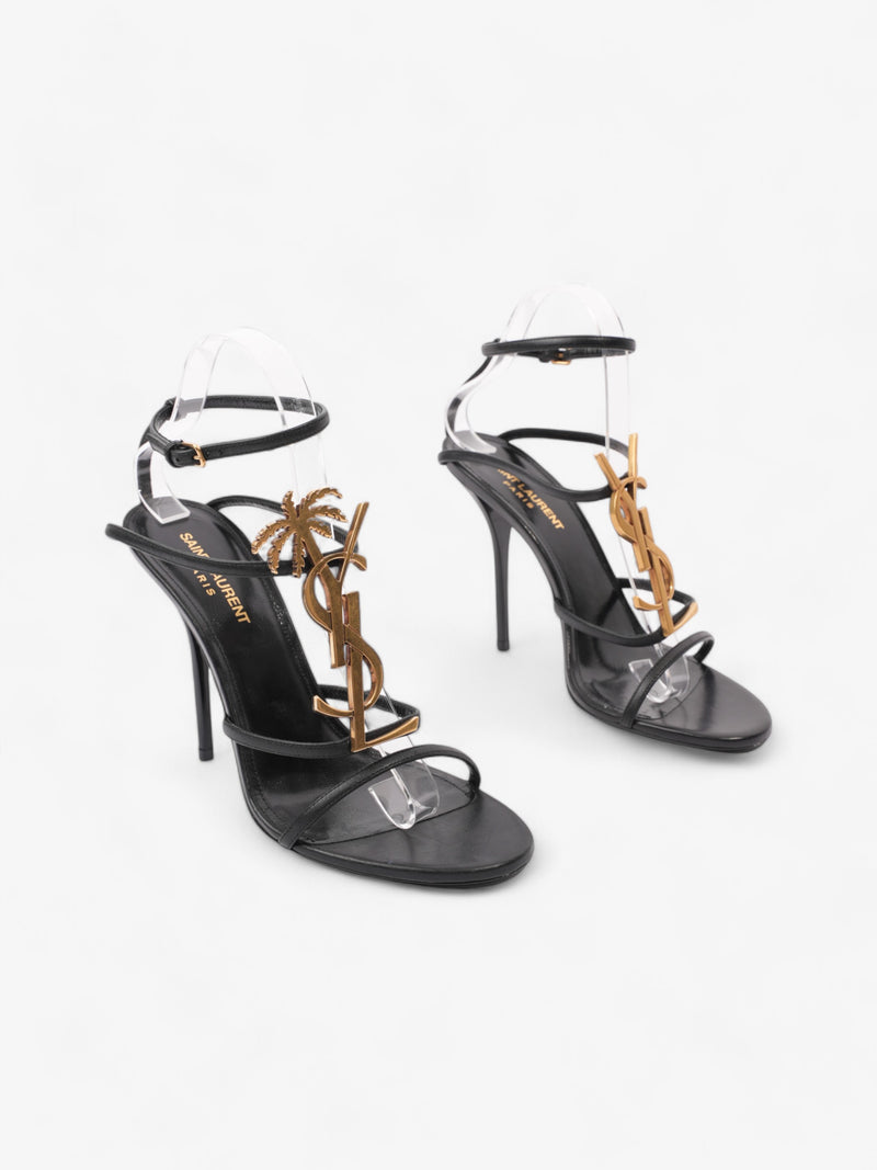  Saint Laurent Cassandre Palm Heels 110mm Black / Gold Leather EU 38.5 UK 5.5