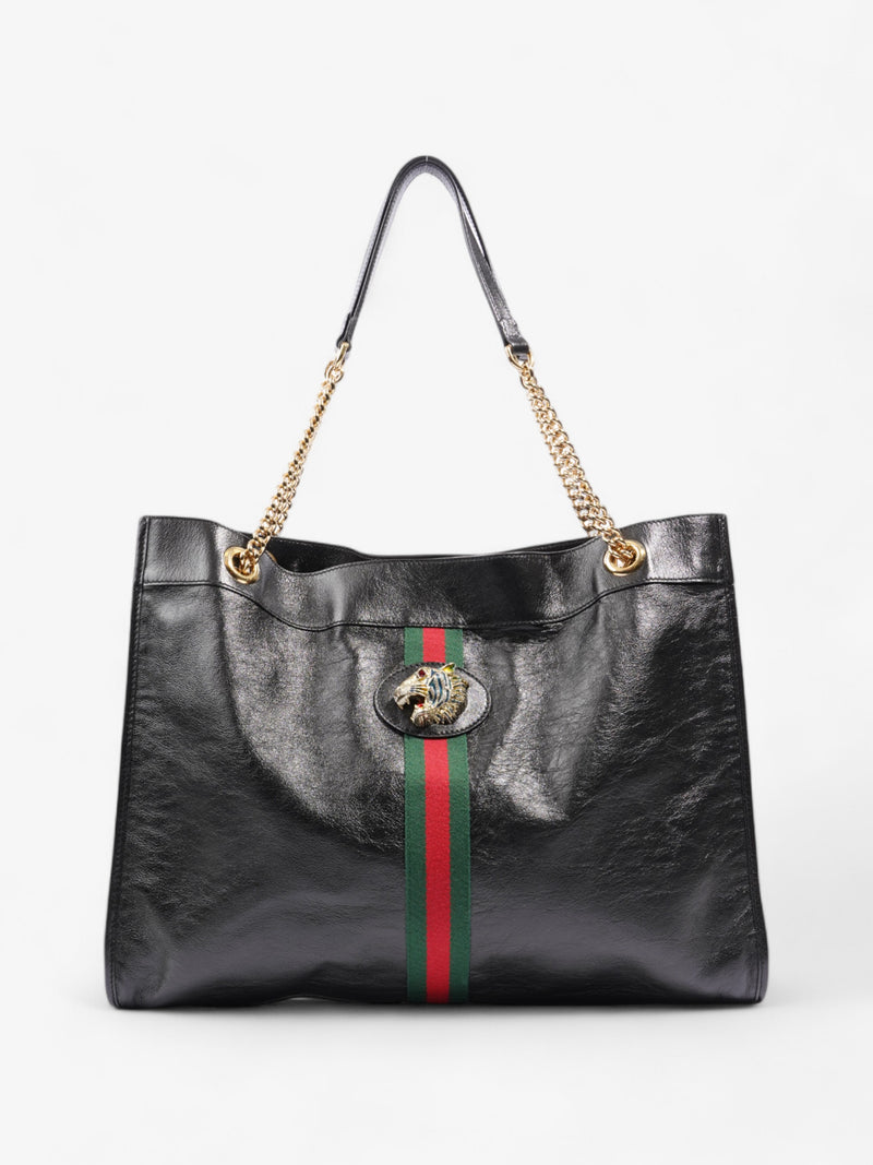  Gucci Rajah Chain Tote Black / Green / Red Leather Large