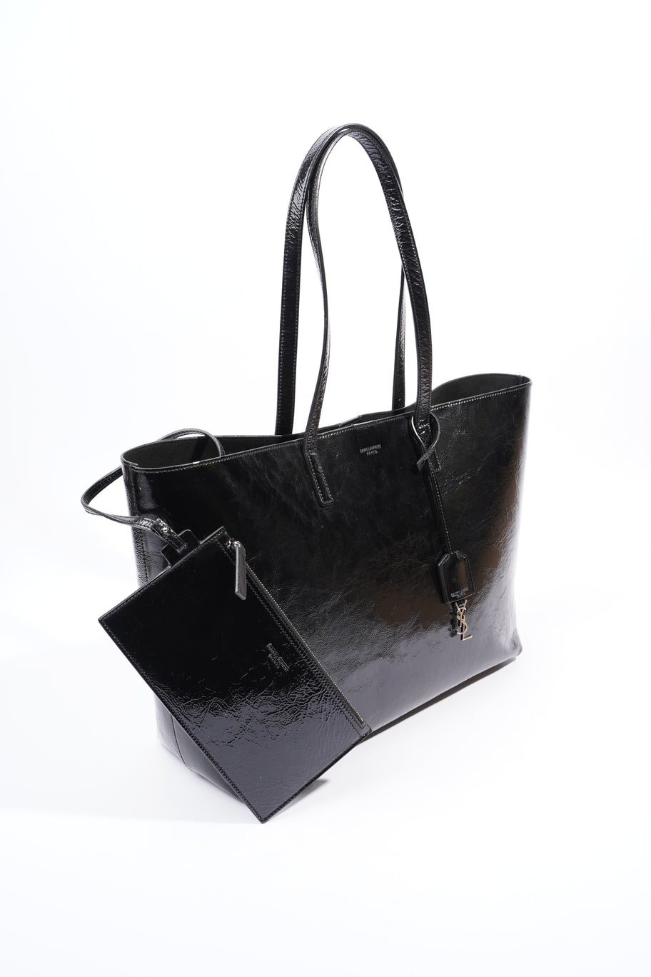 Shopping Tote Black Patent Leather Large Image 14