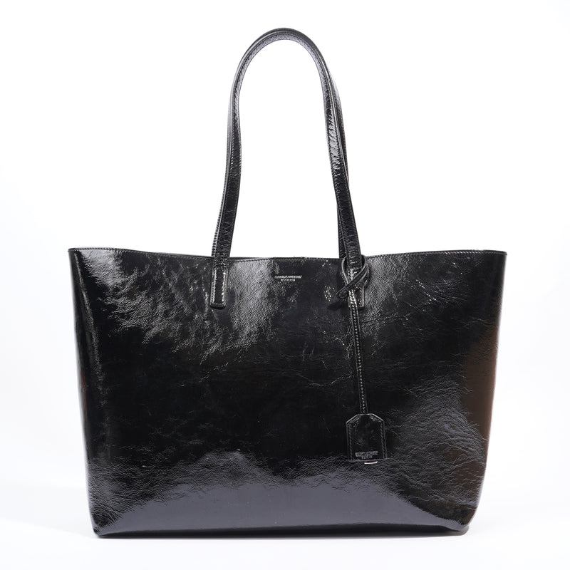  Shopping Tote Black Patent Leather Large