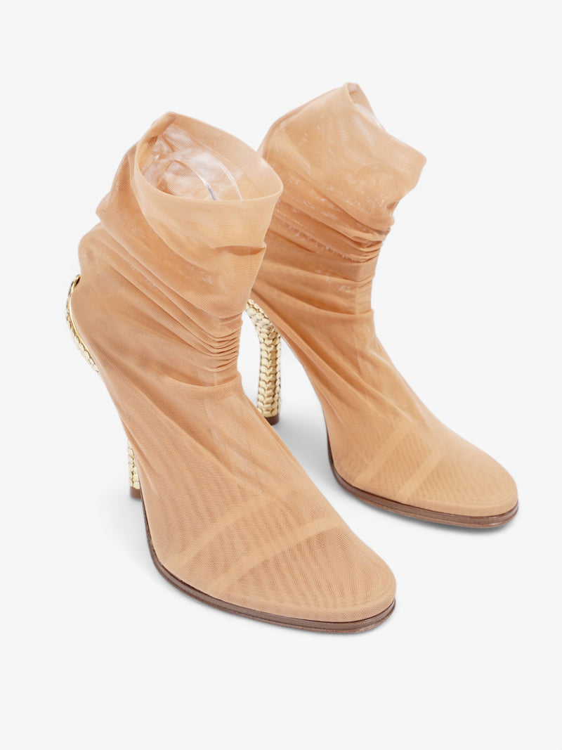  Burberry Sock Style Ankle Boot 120 Nude Fabric EU 38 UK 5