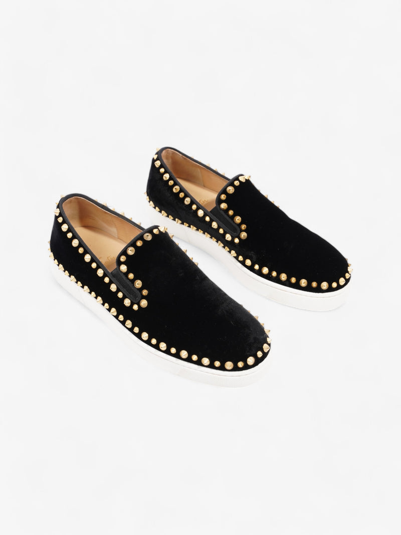  Christian Louboutin Pik Boat Black / Gold Velvet EU 39 UK 6