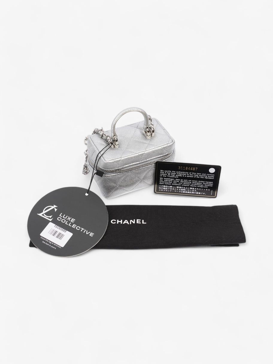 Chanel Vanity with Chain Silver Caviar Leather Mini Image 8